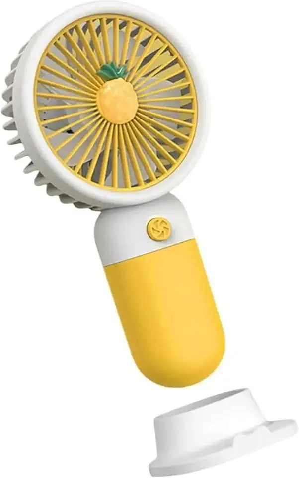 Mini Ventilador Portátil USB Recarregável, Design de Frutas, 15 x 8 cm, com Cabo USB, Base Removível, Bateria Recarregável, para Casa e Escritório (Envio Sortido)