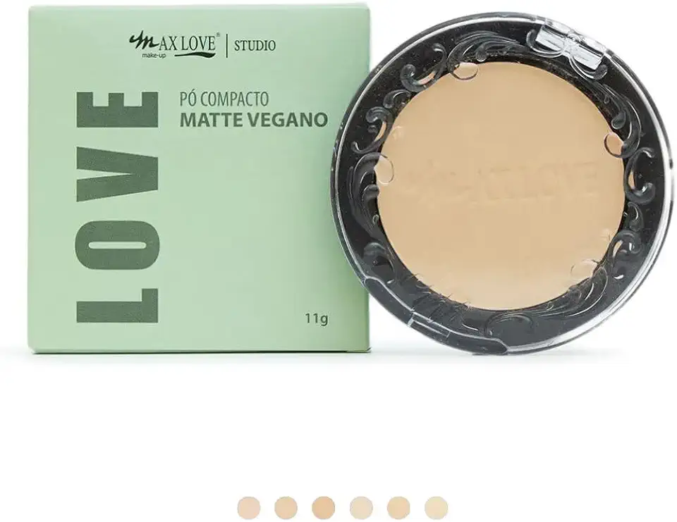 Pó Facial Matte Max Love - Vegano, 11G - Controla Oleosidade, Longa Duração e Não Marca - Maquiagem, Pó Compacto