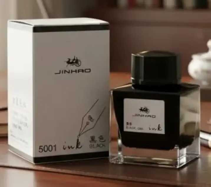 Tinta Preta para Caneta Tinteiro, Frasco de 50ml, Cor Preta, Modelo 5001