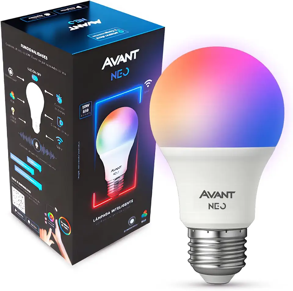 Lâmpada Smart LED 10W E27 Dimerizável RGB Colorida Compatível com Alexa e Google Home Controle por Voz Wi-Fi Casa Inteligente 810 Lúmens 2700K-6500K