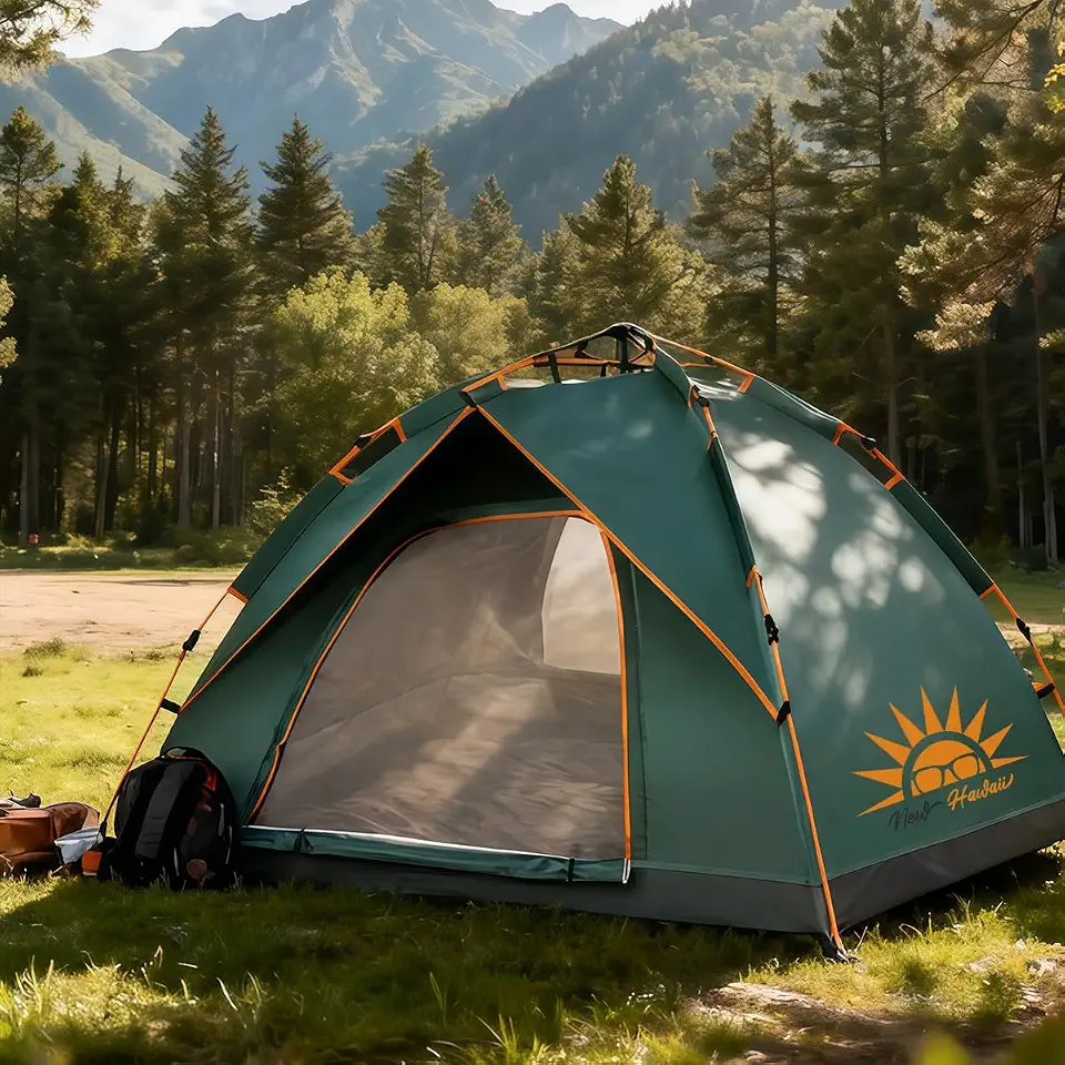 Barraca de Camping Automática 2 Pessoas,Impermeável com Proteção UV e Resistente a Chuva e Vento (Verde)