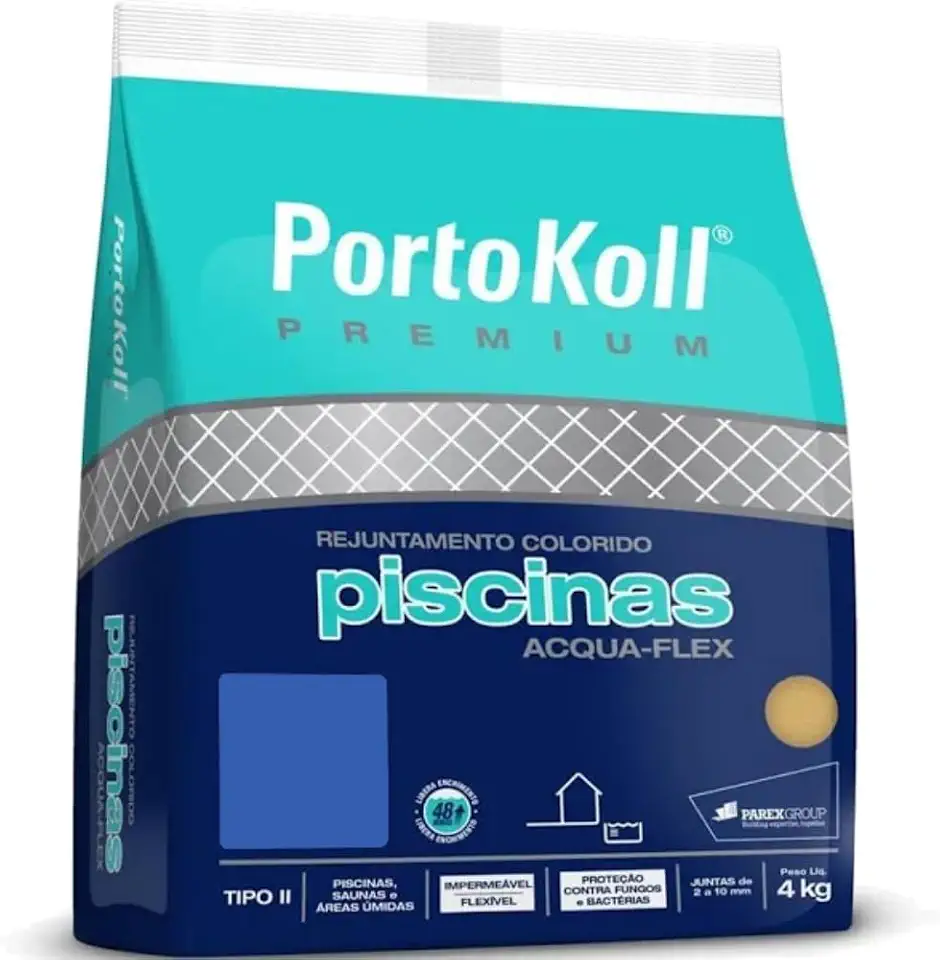 Rejunte Especial Piscinas Aqua Flex 4Kg PortoKoll Premium Azul Piscina