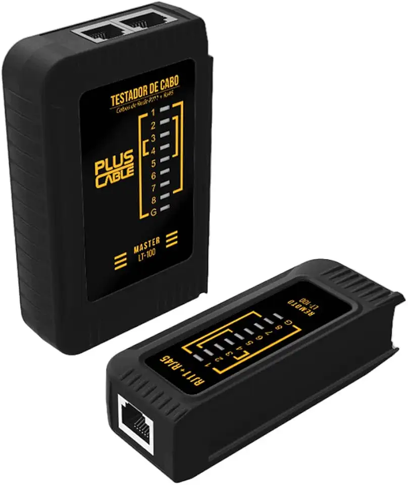 PlusCable Testador de cabo de rede LT-100BK Preto RJ45 e RJ11