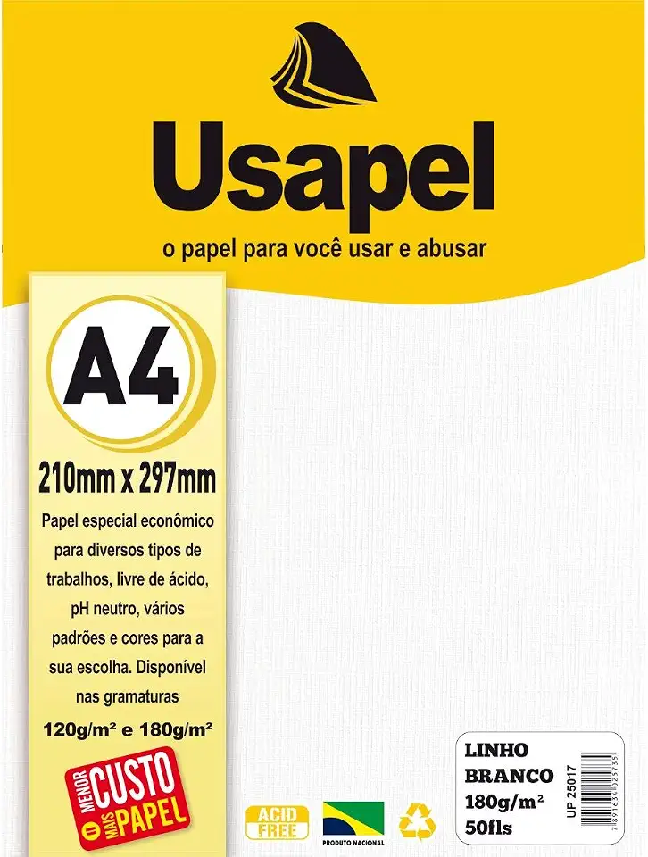 Filiperson PAPEL LINHO 180G A4 BRANCO COM 50 USAPEL