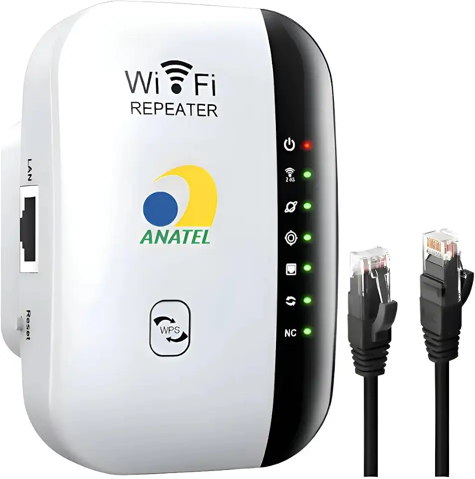 Extensor de Sinal WiFi 300Mbps com Porta Ethernet, Repetidor e Amplificador de Internet Sem Fio, Booster de Alcance para Casa, Cobertura até 3000m² e 35 Dispositivos, Fácil Configuração, 110V/220V