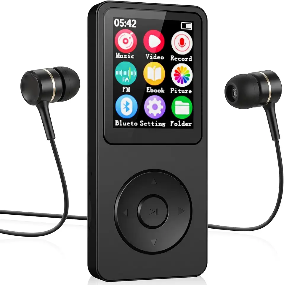 MP3 Player Portátil MP3 Music Player com 1.8 Polegadas Tela, Multifuncional Leitor de Música com Rádio FM, Gravação de Voz e Reprodução de Vídeo