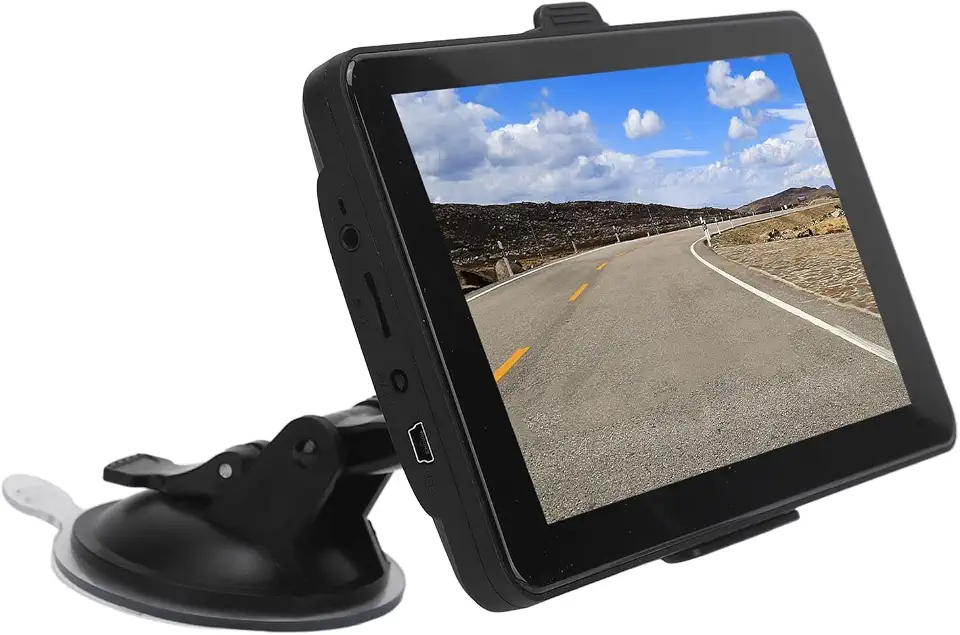 Cryfokt Navegador GPS de 7 Polegadas Com Comandos de Voz e Imagem Navegação Dupla 2D e 3D 256 MB de RAM 16 GB de ROM CPU Mais Rápida Com Transmissor FM para Carros Bicicletas Ambulâncias