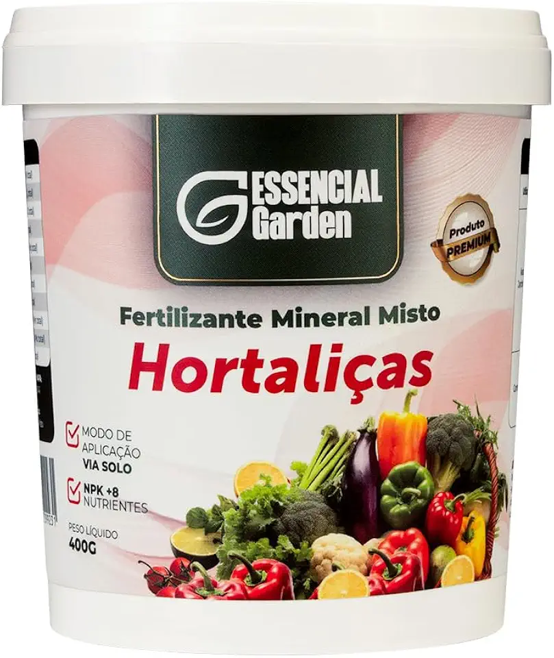 Adubo Hortaliças Adubo para Horta Mineral Misto NPK (Nitrogênio, Fósforo, Potássio) Micronutrientes Nutrição Balanceada Balde 400g Aplicação Via Solo