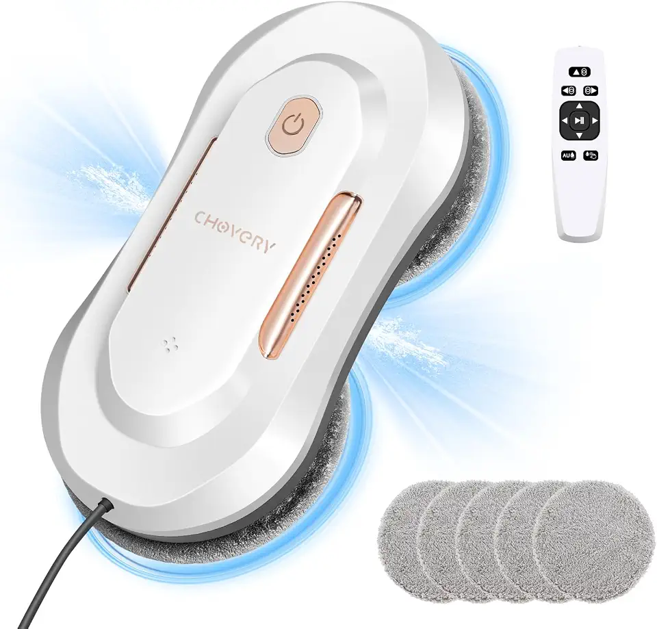 CHOVERY CL3 Robô limpador de janela com spray de água duplo automático e com controle remoto, com potência de 3000Pa, limpador de vidro com sucção para superfícies verticais, vidros, portas