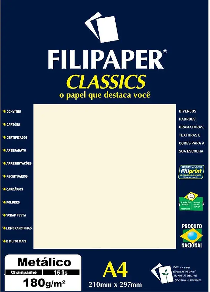 Filiperson Classics Papel Pérola para Trabalhos Manuais, Bege (Champanhe), A4