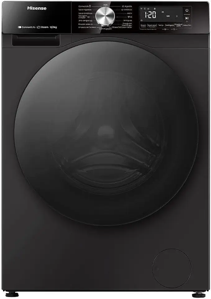 Lava & Seca Hisense Serie 3S 12/8kg Inverter Função Steam e Wifi Preta com 10 Programas de Lavagem - WD3S1243BB (110V, Volts)