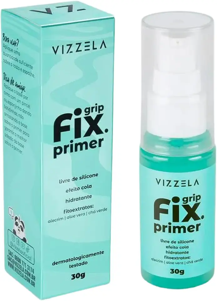 Primer Grip Fix Vizzela 30g - Primer Facial Hidratante Fixador de Maquiagem
