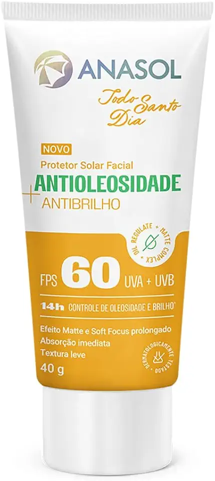 Anasol Protetor Solar Facial Antioleosidade Anti Brilho Todo Santo Dia FPS60 40g
