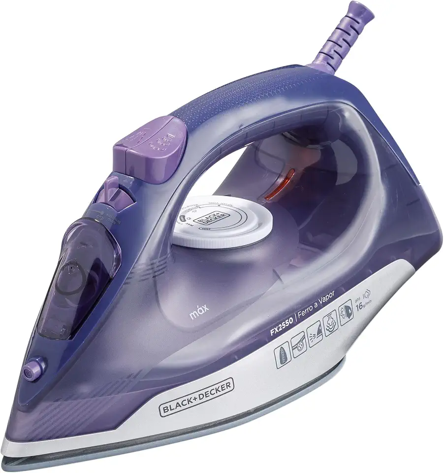BLACK+DECKER Ferro de Passar Roupa à Seco ou à Vapor, Com Base Ceramic Gliss, Potência de 2000W, Modelo FX2550, 220V