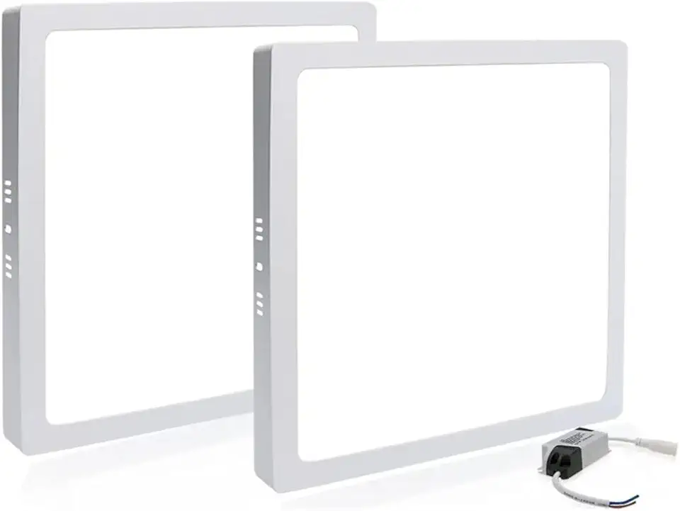 Kit 2 Painel Plafon Sobrepor 25w LED Luminaria Quadrada Luz Branco Frio 6500k Iluminação Eficiente Teto 30x30 Lampada para Quarto Sala Cozinha Decoração Casa Interior Escritório Consultório