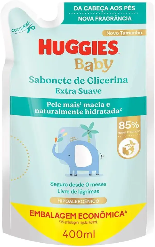 Sabonete Líquido Glicerina Huggies Extra Suave Refil 400 ml