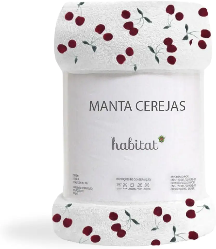 Mantinha Cobertor Casal Manta Microfibra Ant Alergica Macia Cerejas Soft 2,00x2,20