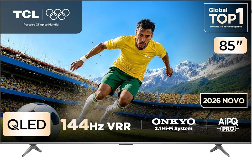TCL ADVANCED 4K QLED Smart TV 85" P8L Google TV, 144 Hz VRR, Controle Preciso de Iluminação e Tela HVA