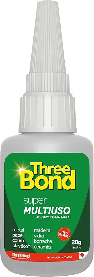 Super Cola Instantânea ThreeBond 20g | Bico Antientupimento | Cola Plástico, Metal, Borracha, Madeira, Vidro