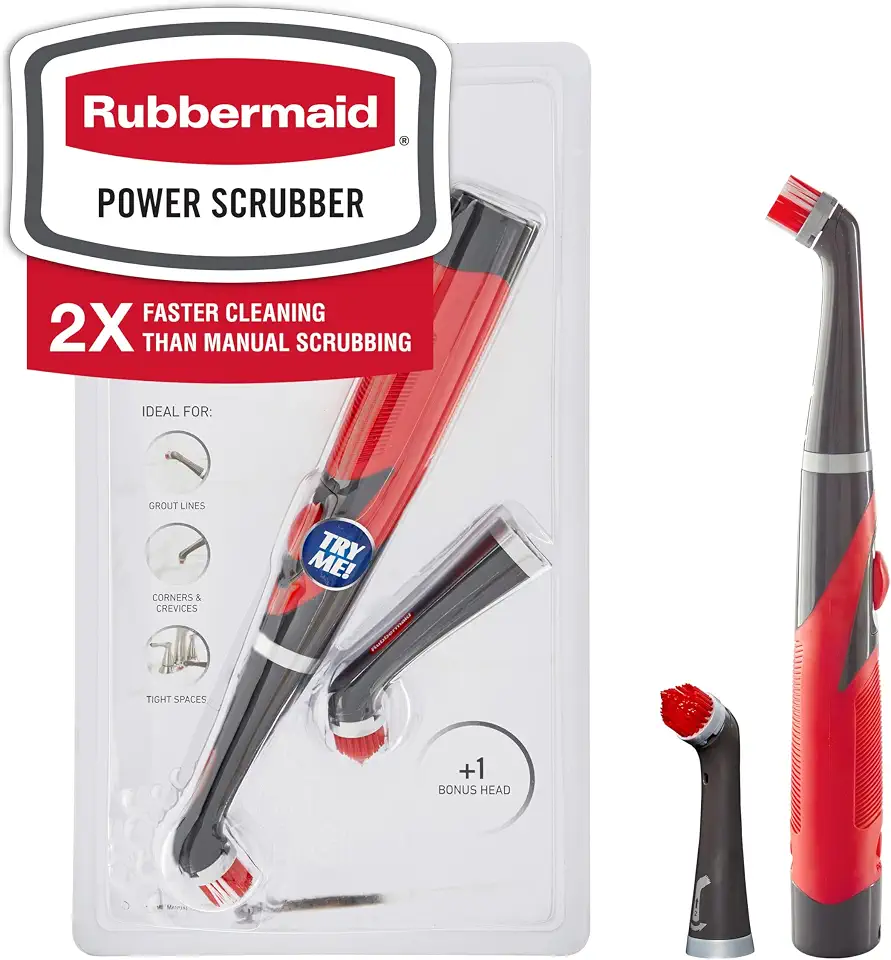 Rubbermaid Reveal Esfregão elétrico com cabeça multiuso e argamassa, escova elétrica sem fio, alimentada por bateria, resistente à água, para casa/cozinha/banheiro/argamassa/azulejo/chuveiro/banheira