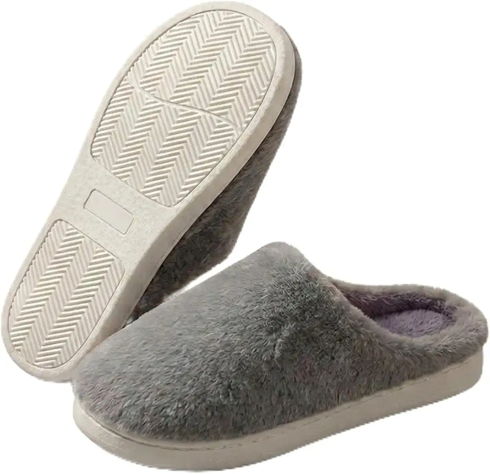Pantufa Peluciada Interno Externo Macio Solado Pvc Antiderrapante Reforçado Alto Chinelo Masculino Feminino Unissex Home Confortável Aberto Veludo Forrada Nuvem Quente Inverno Sapatilha