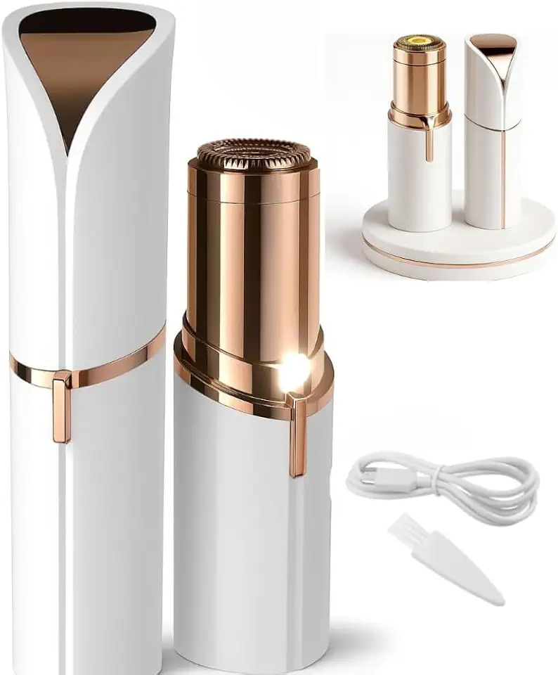 Depilador Facial Feminino Portátil Zero Incômodo com Luz LED Recarregável USB Removedor Pelos Batom Para Buço Sobrancelhas e Rosto com Precisão e Suavidade Sem Dor
