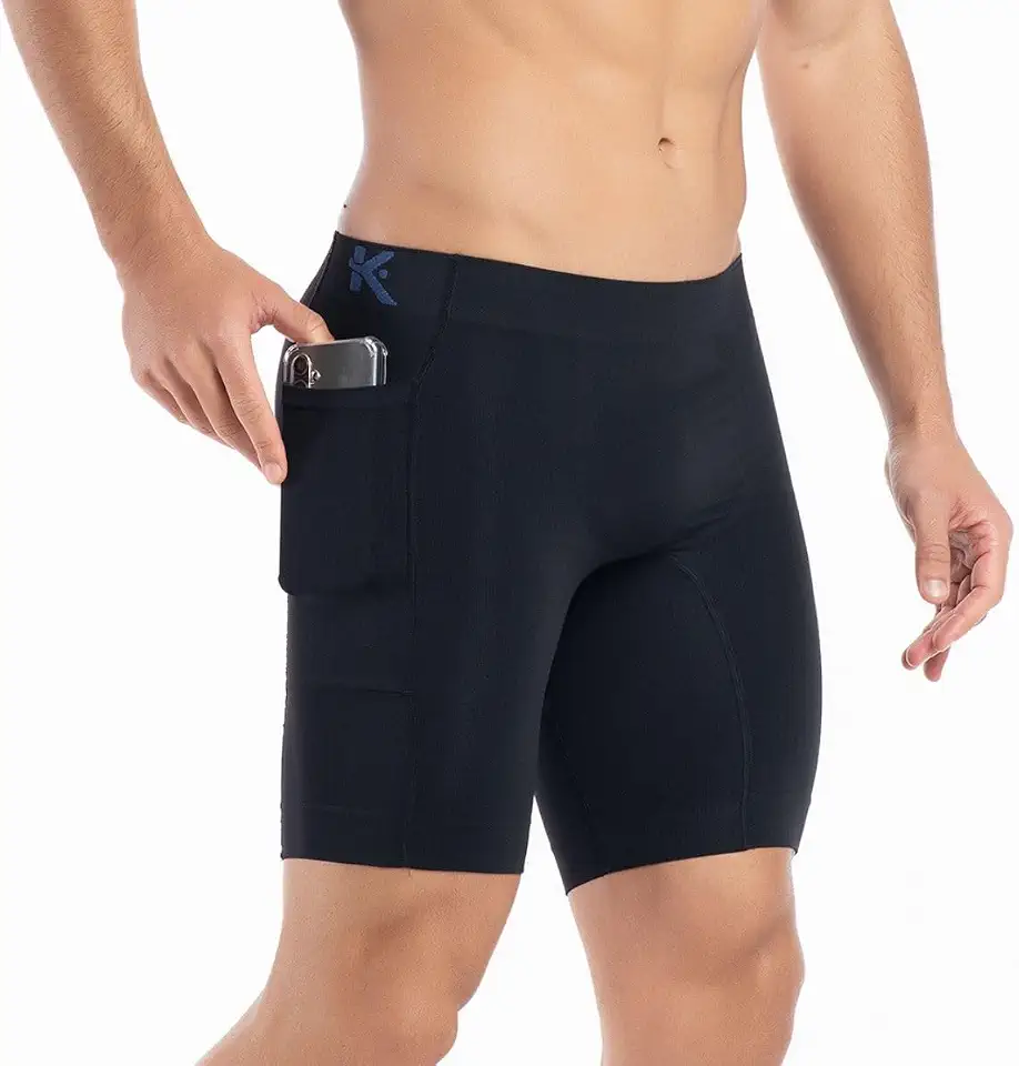 Bermuda térmica masculina com bolso academia treino corrida Keeper (G (46/48), Preto)