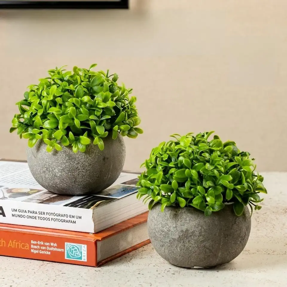 Kit 2 Vaso Planta Artificial Vasinho Arranjo Plantinha Decorativo