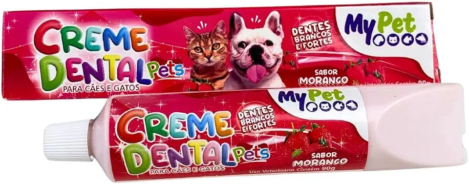 Creme Dental para Cães, Pasta de Dente para Cachorro, Sabor Morango
