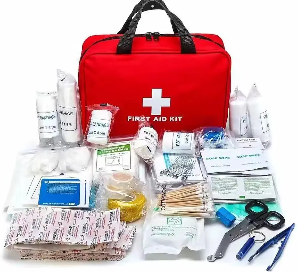 Kit de Primeiros Socorros Portátil, 184 Peças, Bolsa Vermelha para Emergências, Camping e Atividades ao Ar Livre, Kit de Sobrevivência de Primeiros Socorros Tático, Conjunto Completo Molle