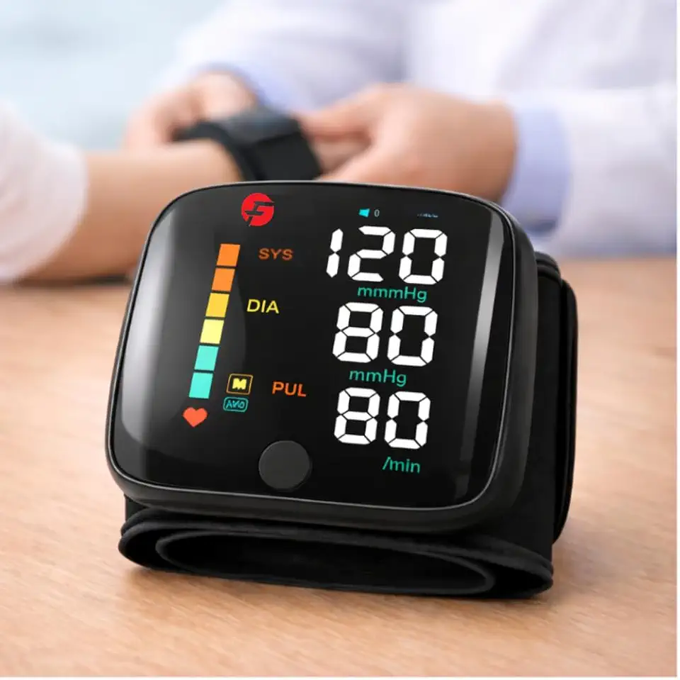 Medidor De Pressão Digital De Pulso Automático Com Voz Em Português Recarregável USB Monitor De Pressão Arterial LCD Grande Memória Para 2 Usuários Uso Doméstico E Profissional - Linha Premium