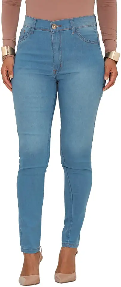 Calça Jeans Feminina Slim Cintura Alta com Lycra