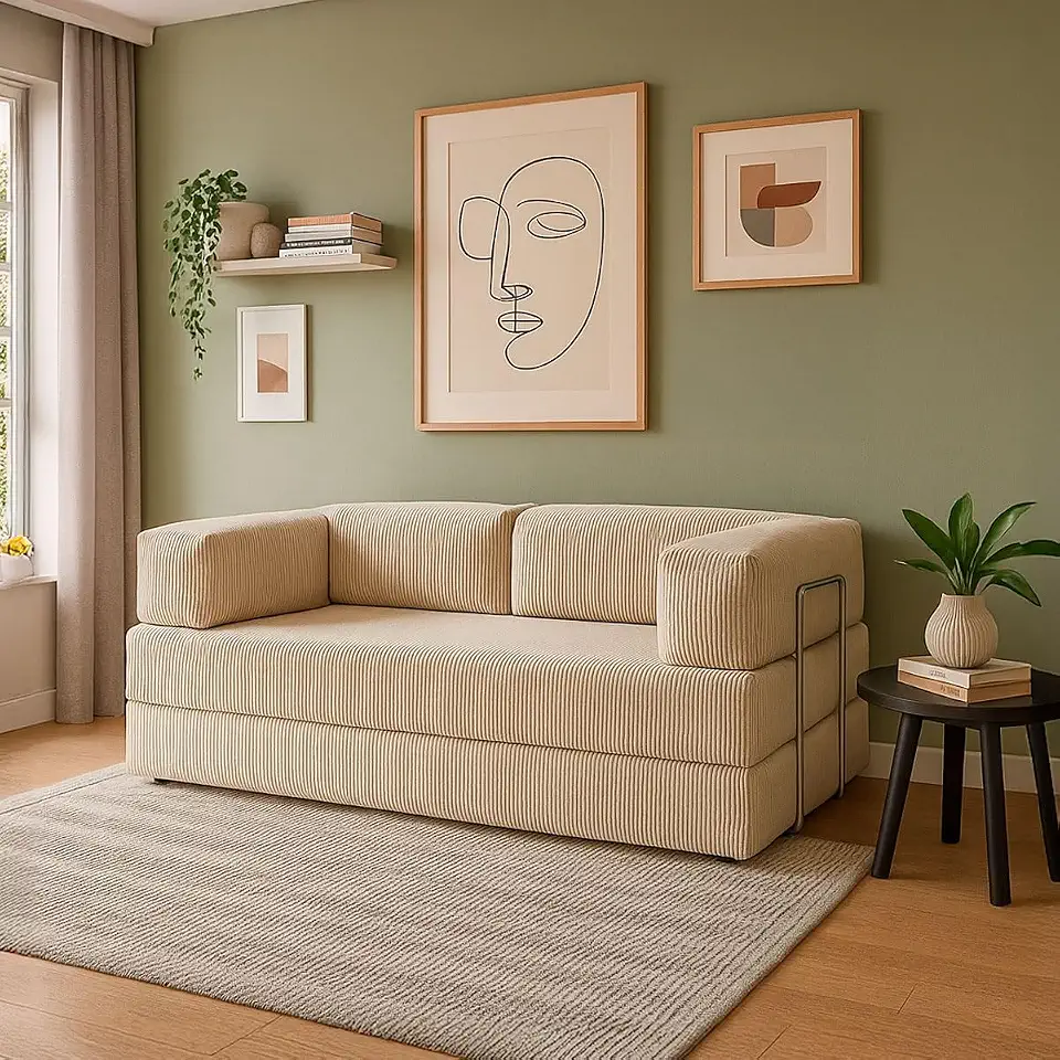Sofá Cama Flowin Inflow Bege | Retrátil, Modular, Cotele