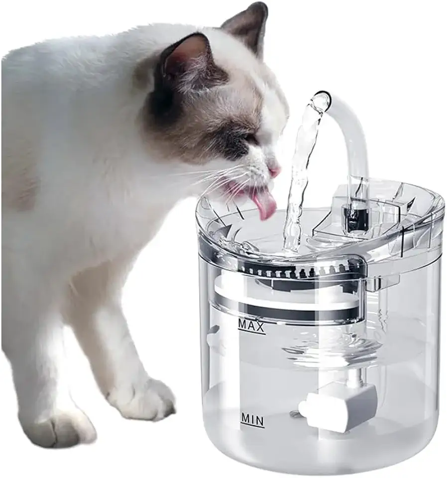 1.8L Fonte para animais de estimação, bebedouro automático para gatos, bebedouro para cães com bomba inteligente para gatos, cães e vários animais de estimação (transparente)