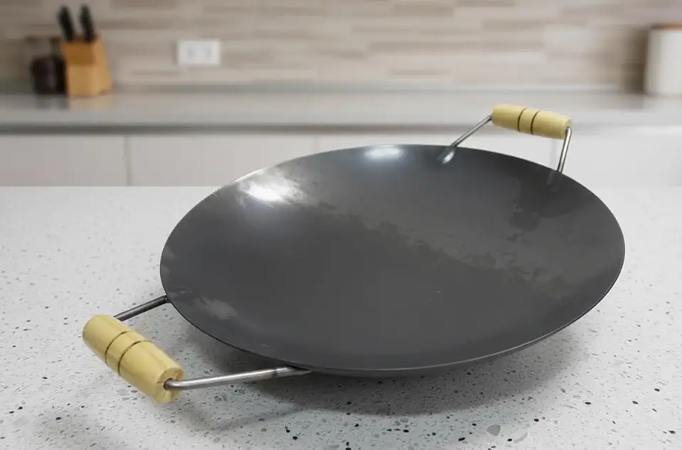 Tacho Disco De Arado Frigideira Wok Chapa Em Aço Carbono Rustico Cabo Em Madeira