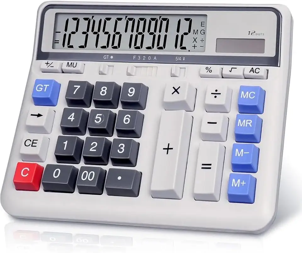 Calculadora Financeira, Calculadora Solar 12 Digitos de Mesa Tela Lcd Números Grandes Teclas de Computador(1 Unidade)