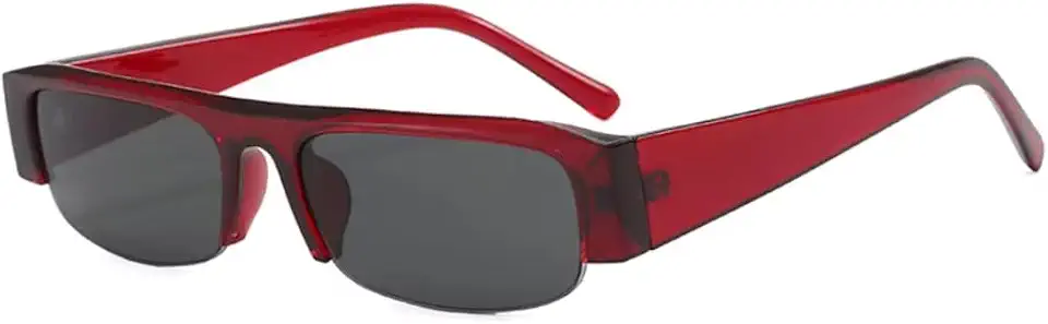 Óculos de Sol Vintage Retangulares Pequenos com Lentes Transparentes UV400 e Armação Curta