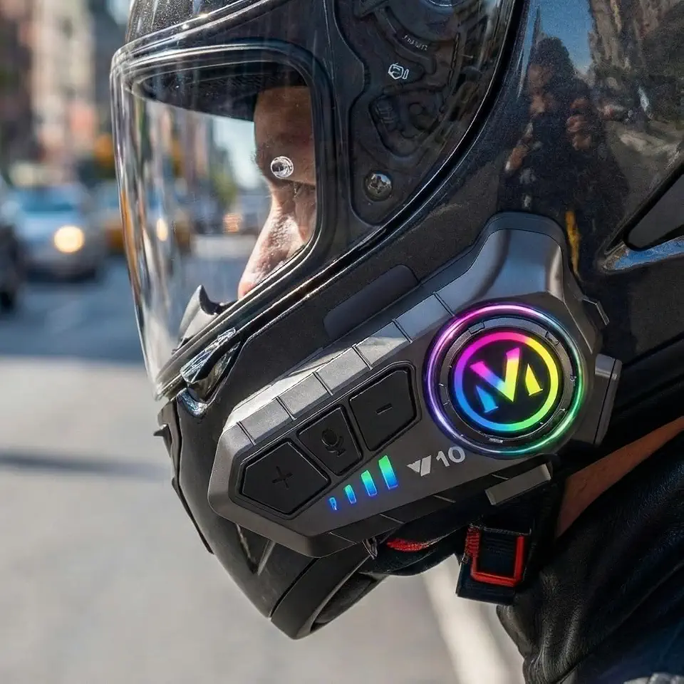 Fone De Ouvido Premium Para Capacete Bluetooth 5.3, À Prova D’Água IPX6, Microfone Embutido, RGB, 48h De Uso, Instalação Fácil, Marca VARENZIA