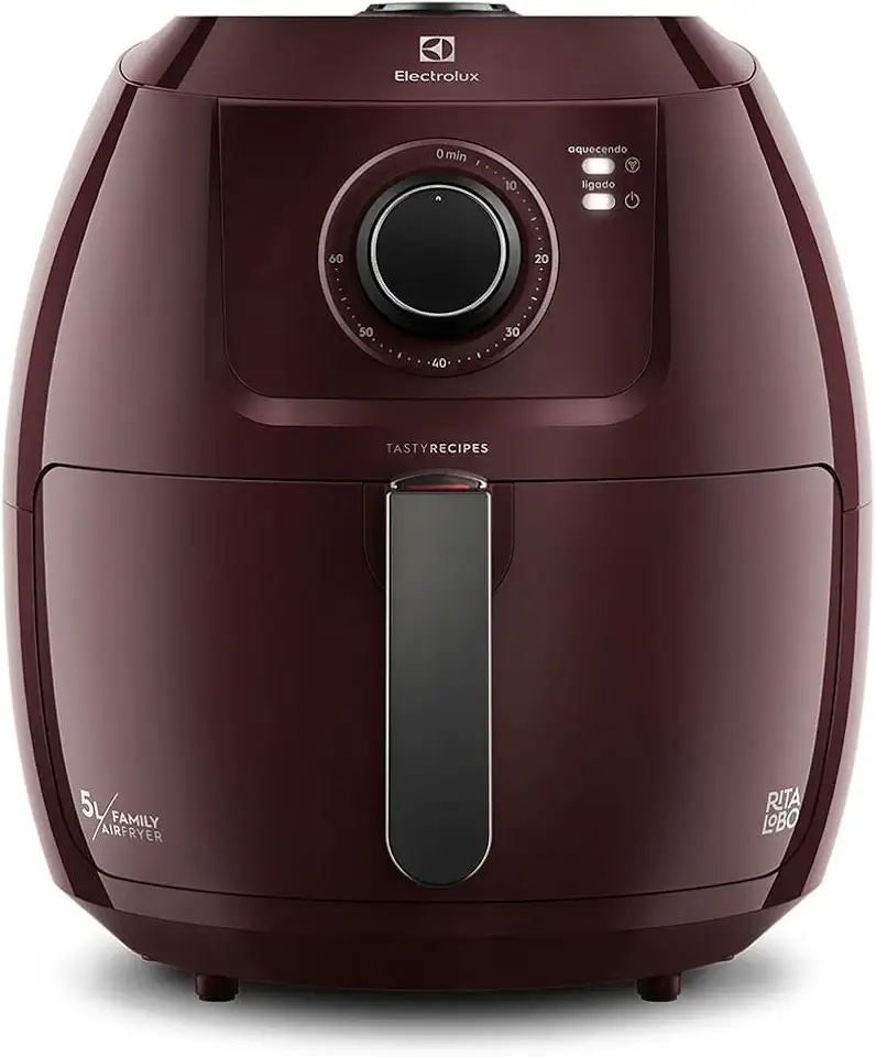 Fritadeira Elétrica sem oleo Electrolux Air fryer 5L 8 receitas pré-sugeridas desligamento automatico cesto removivel 1700W EAF51 vermelho escuro 127v por Rita Lobo