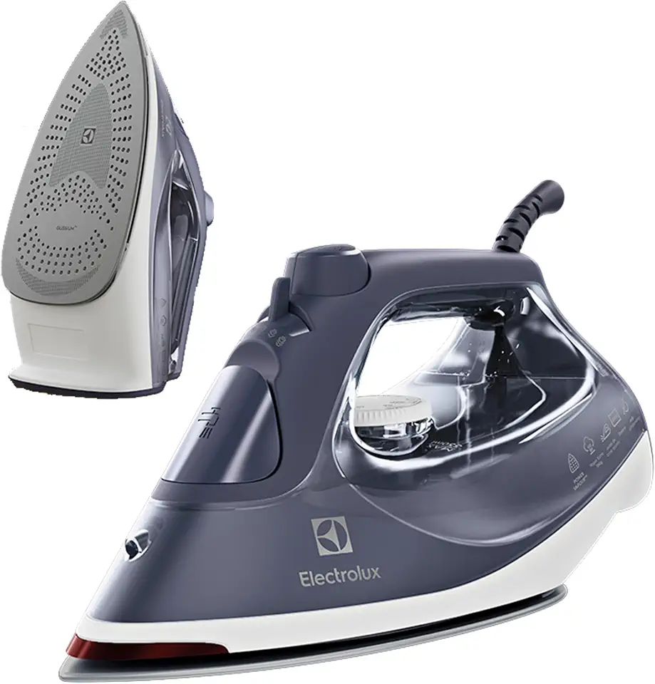 Ferro de Passar Seco e vapor Electrolux antiaderente base ceramica vapor vertical extra 1500W azul marinho ESI60 127v