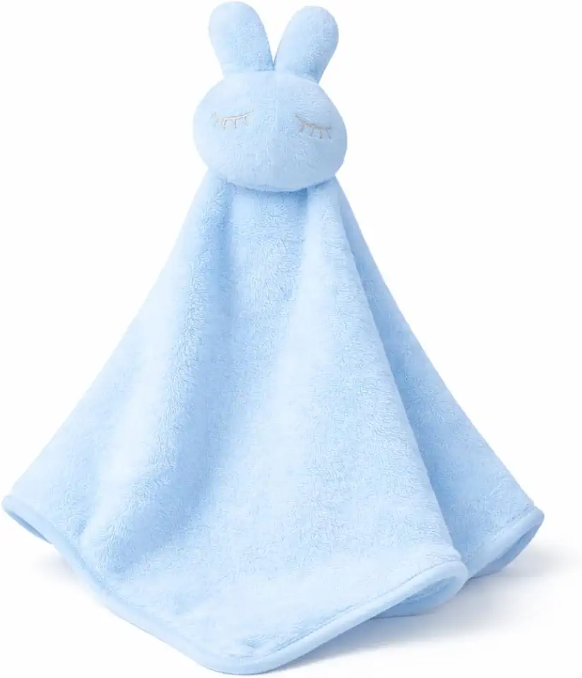 Naninha Premium para Bebê 30x30 Plush Antialérgica Paninho de Conforto com Pelúcia Macia para Sono do Bebê, Naninha para Berço Carrinho e Enxoval de Recém-Nascido (Coelho Azul)