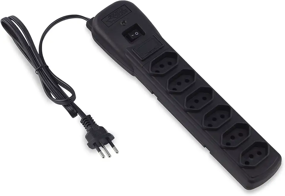 Filtro de Linha com Disjuntor 6T Force Line, Acessórios para Computador, Preto