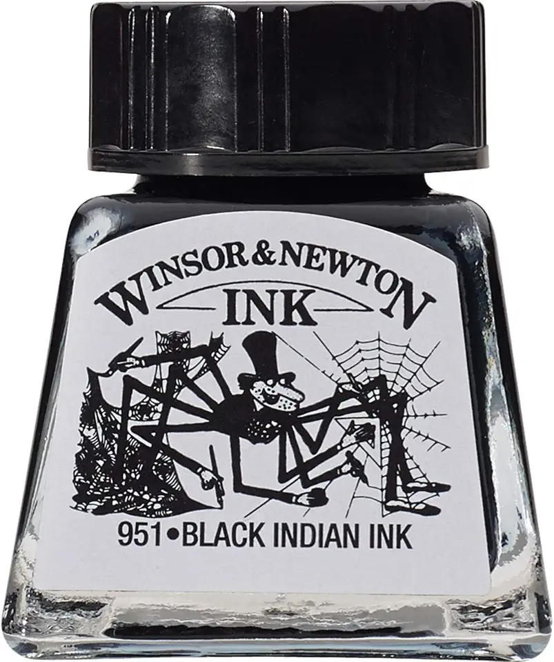 Winsor & Newton Drawing Inks Tinta para Desenho, Preto (Black Indian), 14 ml