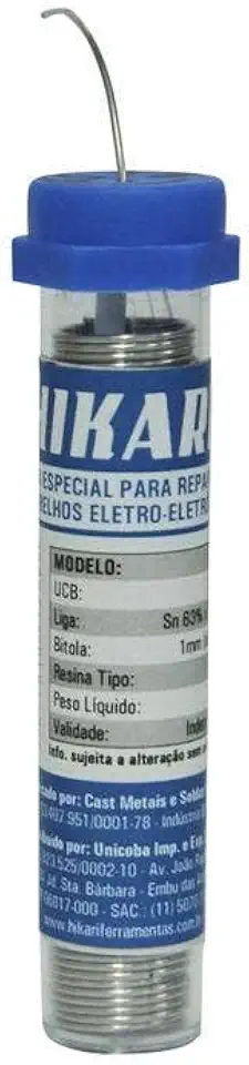 Solda de Estanho 1.0MM 63X37 HS-63 22G Hikari