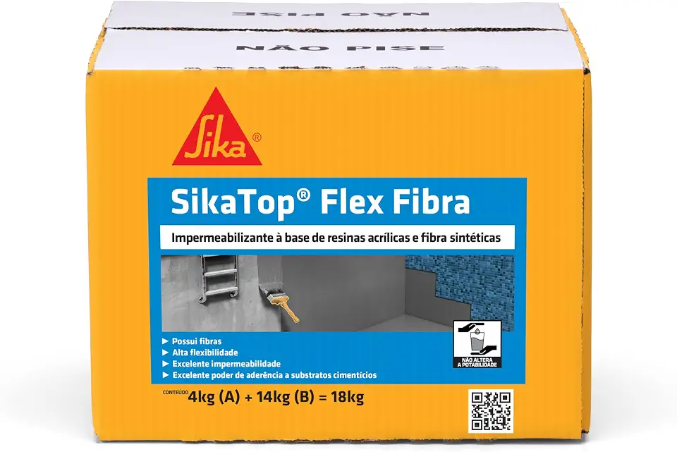 Sika - Impermeabilizante - SikaTop Flex Fibra Cinza - - Concreto - Pronto para uso - Caixa com 18kg