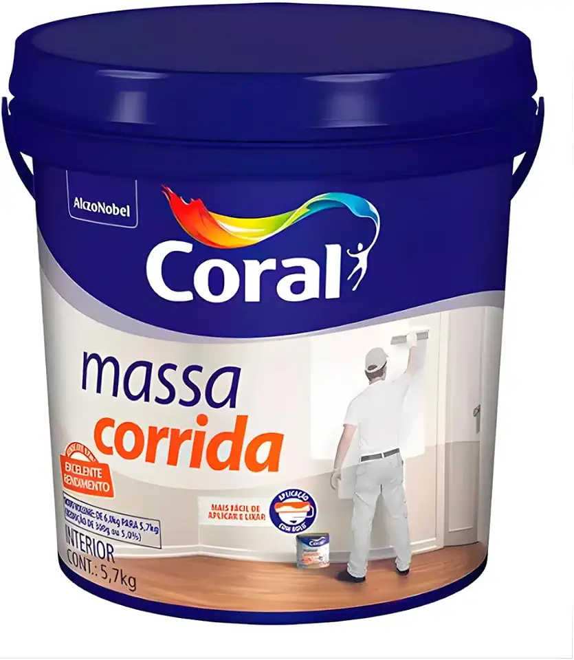 Massa Corrida Coral Branca Interiores Galão Plástico 5,7 Kg