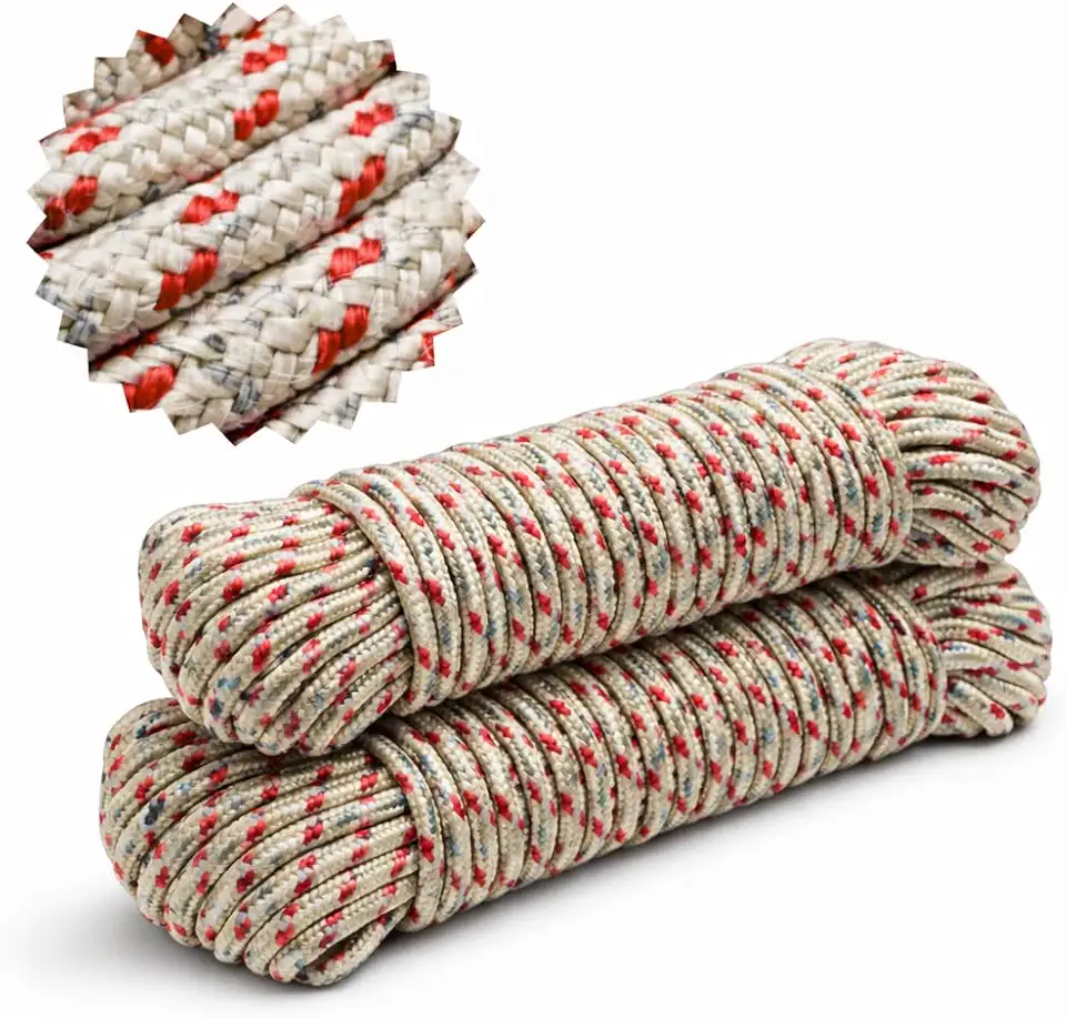 Kit 2 Cordas para Varal Multiuso 30Metros Cada (60Metros Total) - Trançada Reforçada, Resistente, Antimofo e Anti-UV, Uso Interno/Externo, Reposição para Varal de Teto e Quintal - Camping Amarração.