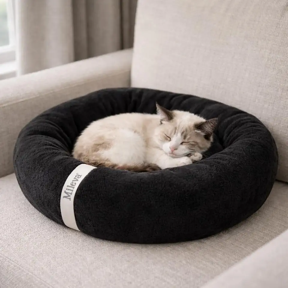 Cama De Gato Caminha Nuvem Ninho Pet Soft Redonda 50cm (Preto)