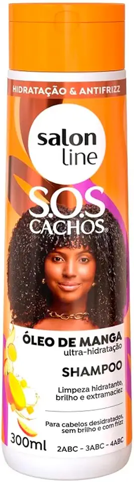 Salon Line, Shampoo, SOS Cachos, Óleo de Manga, Ultra-Hidratação - Cabelos Ondulados, Cacheados e Crespos, 300 ml