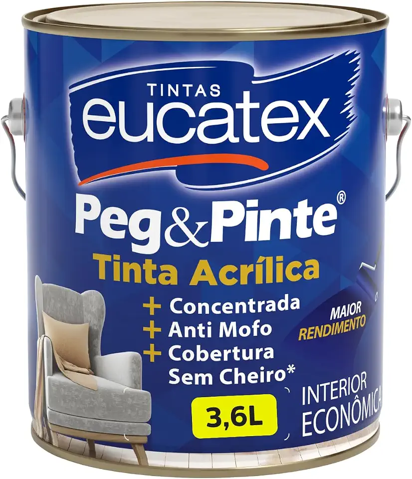 Tinta Eucatex Acrílica Peg Pinte Anti-mofo 3,6l - Cores Acabamento Fosco Cor Perola Taiti